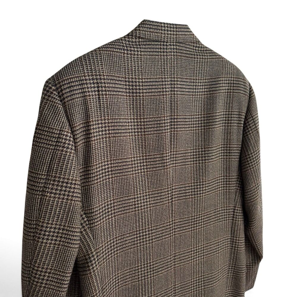 Corneliani Harry Rosen Blazer Men 38R/ 48IT Brown Glen Plaid Wool Cupro Italy - Picture 5 of 16